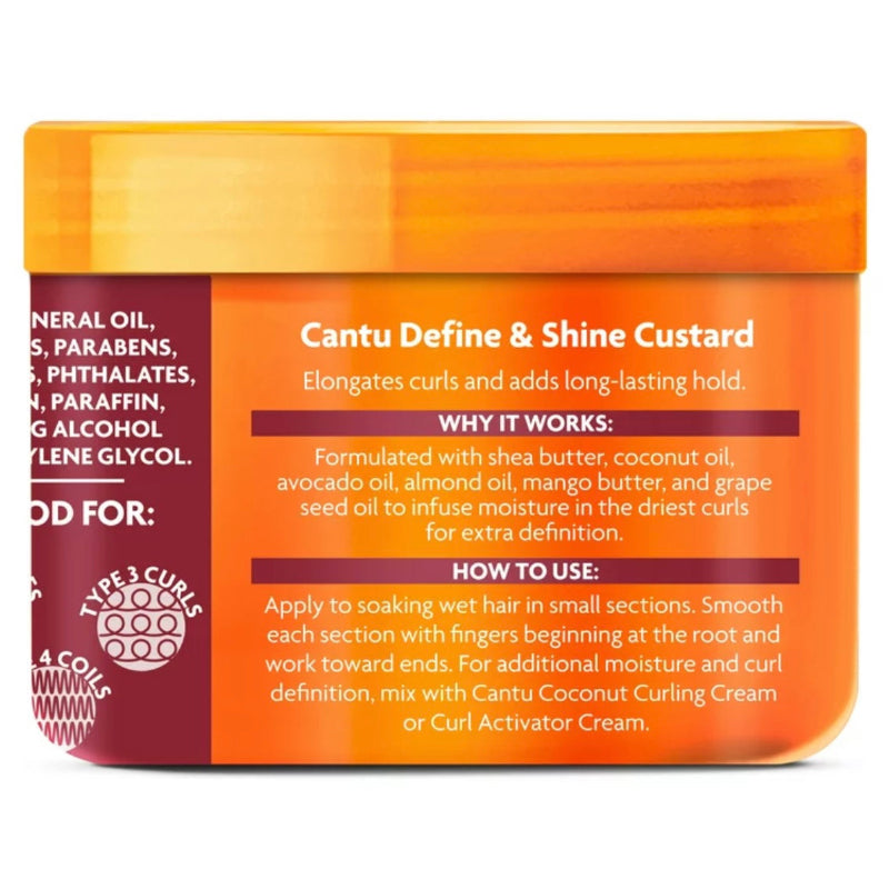 Cantu Shea Butter Define & Shine Custard 340g for curl definition and frizz control