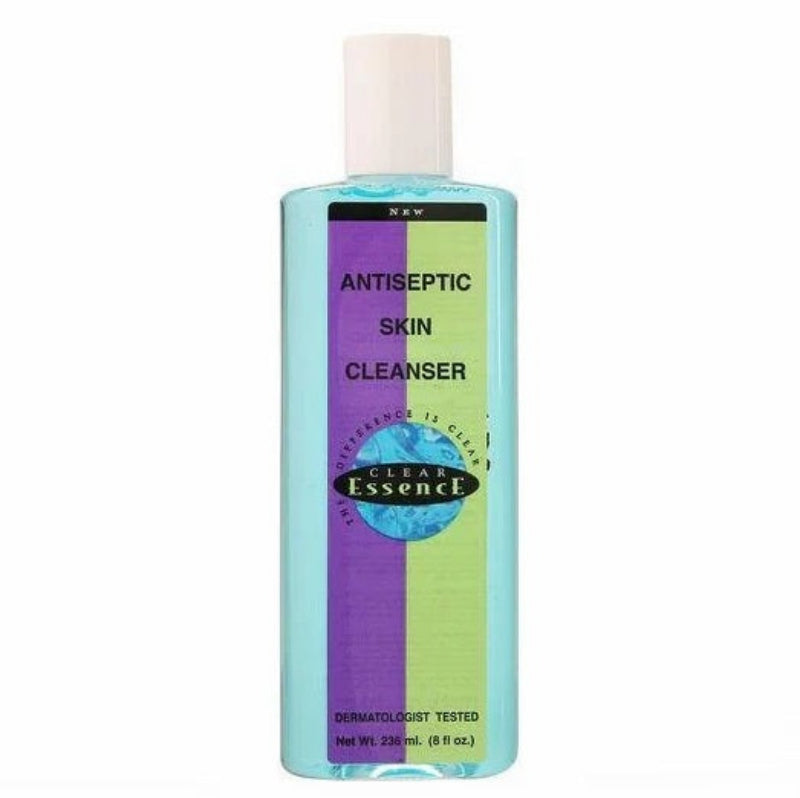 Deep cleansing Clear Essence Antiseptic Skin Cleanser 8oz removes dirt, oil, and bacteria