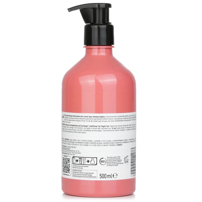 Close-up of L’Oréal Serie Expert B6+ Biotin Inforcer Conditioner 500ml packaging and label