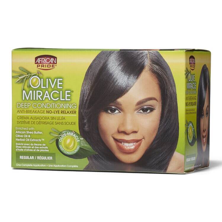 Défrisant revitalisant profond sans soude Olive Miracle d'African Pride, régulier