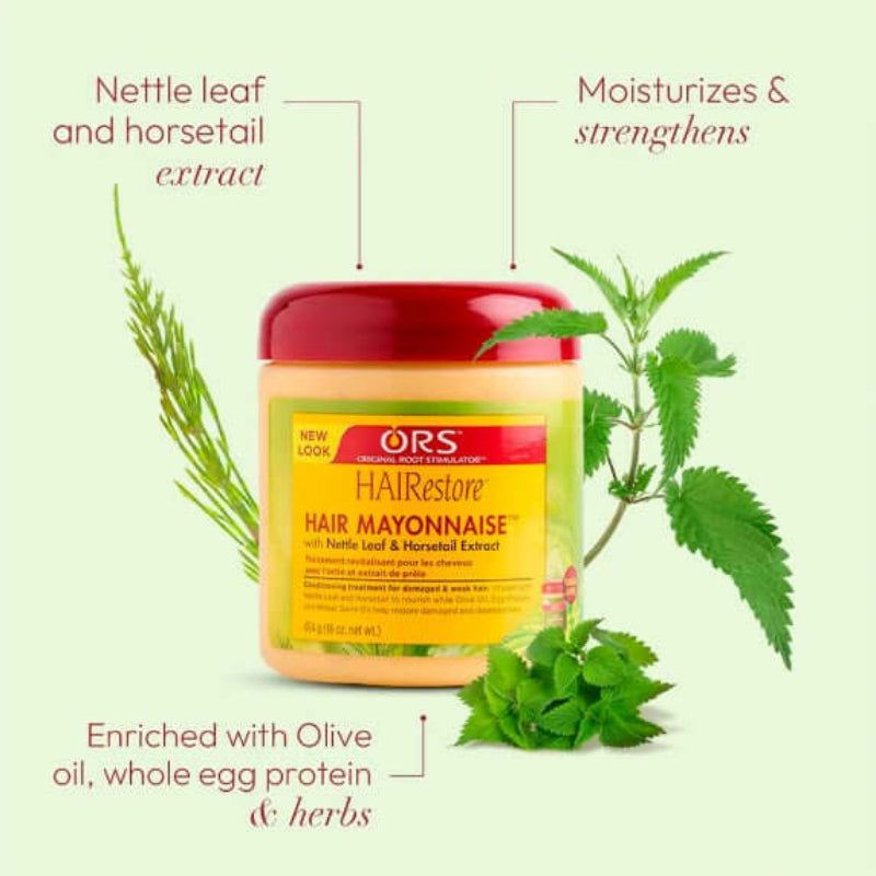 ORS Hair Mayonnaise with Olive Oil 16oz – intensive hair treatment to repair and hydrate dry, brittle, or chemically treated hair.