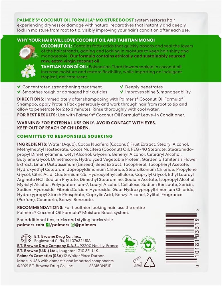 Palmer's Coconut Oil Deep Conditioning Protein Pack 60g