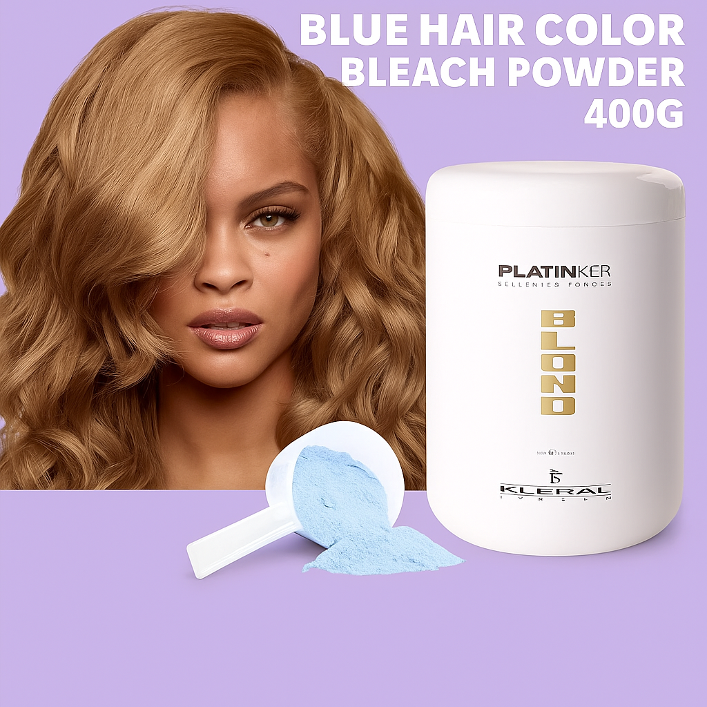 Salon Quality Blue Bleaching Powder for Hair Coloring – Kleral Platinker Dust-Free Blue Hair Bleach Powder 400g