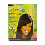 Box of Organics Olive Oil Conditioning Relaxer System with a woman's face on the front.