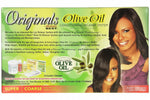 Box of Olive Oil conditioning relaxer system with a model on the packaging
