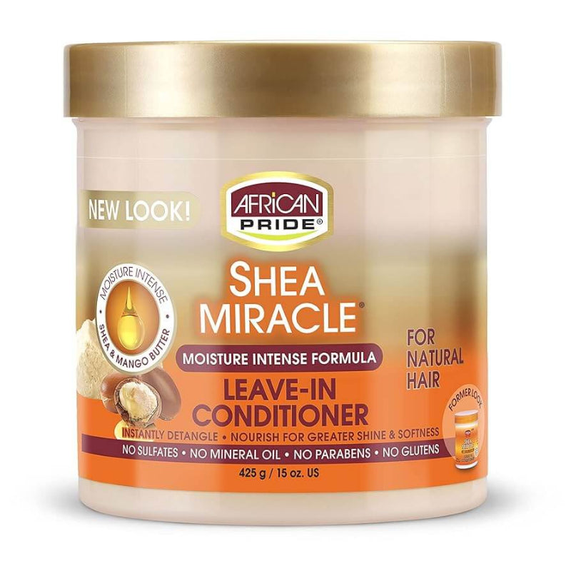 African Pride Shea Miracle leave-in conditioner jar on a white background