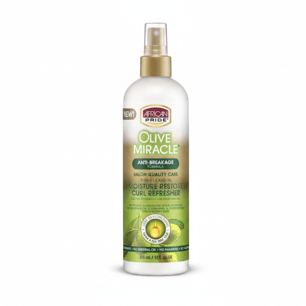 African Pride Olive Miracle 7-in-1 Leave-In Curl Refresher 12oz for soft, defined curls