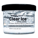 Clear Ice Protein Styling Gel jar with black lid on a white background