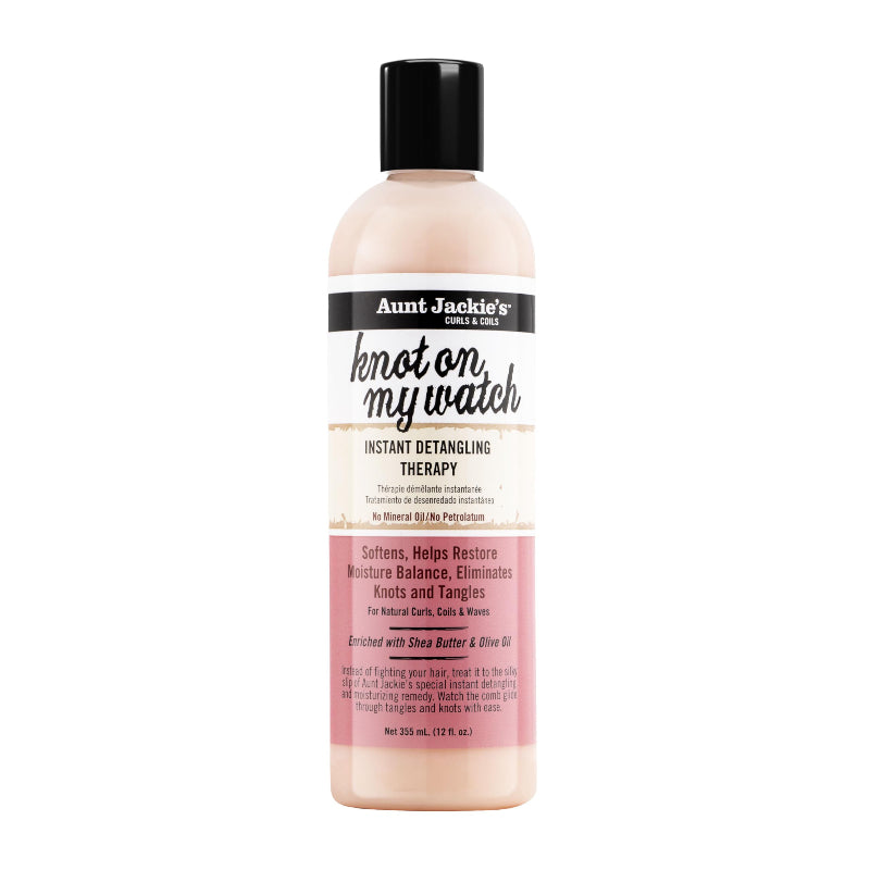 Bottle of Aunt Jackie's hair care product on a white background