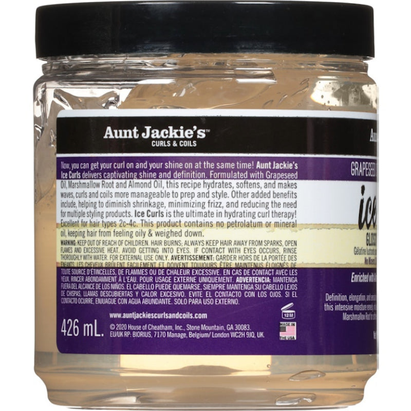 Jar of Aunt Jackie's Curls & Coils hair product with label