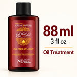 A bottle of Creme Nature Argan Oil Morocco hair treatment on a light beige background, with text indicating 88ml (3 fl oz).