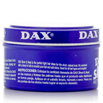 Blue jar of DAX product on a white background