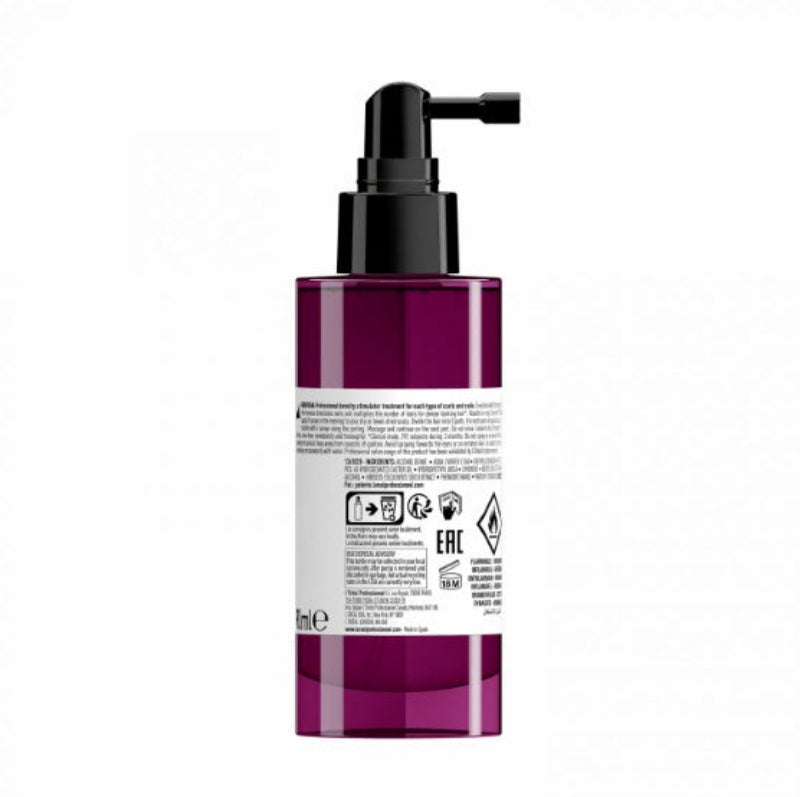 Purple bottle with black pump on a white background