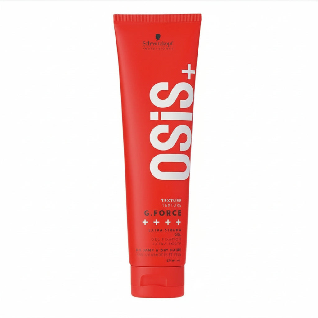 Red tube of Schwarzkopf Osis+ G.Force hair product on a white background