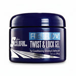 Blue jar of Luster's Free Flow Twist & Lock Gel on a white background