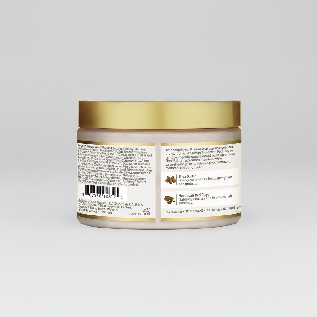 Jar of hair product with gold lid and label on a white background