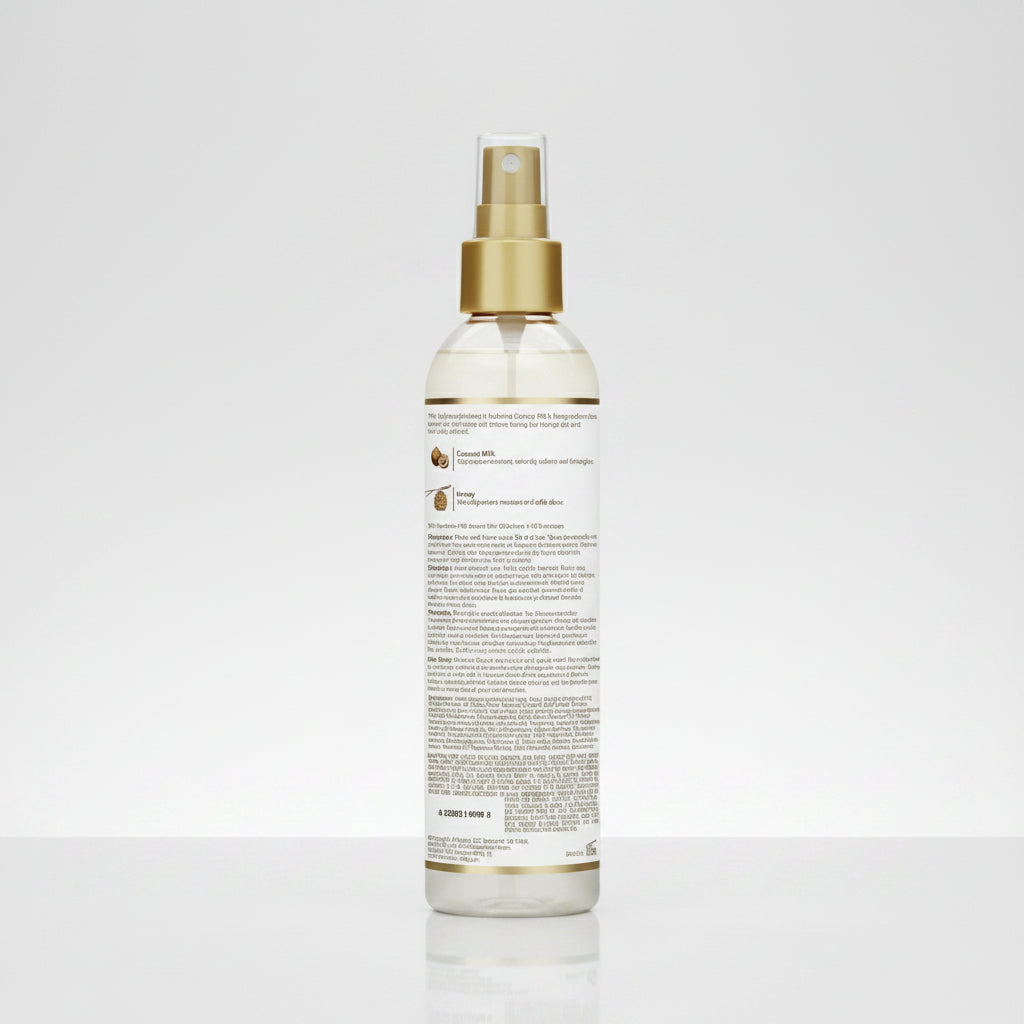 Spray bottle with gold nozzle on a white background