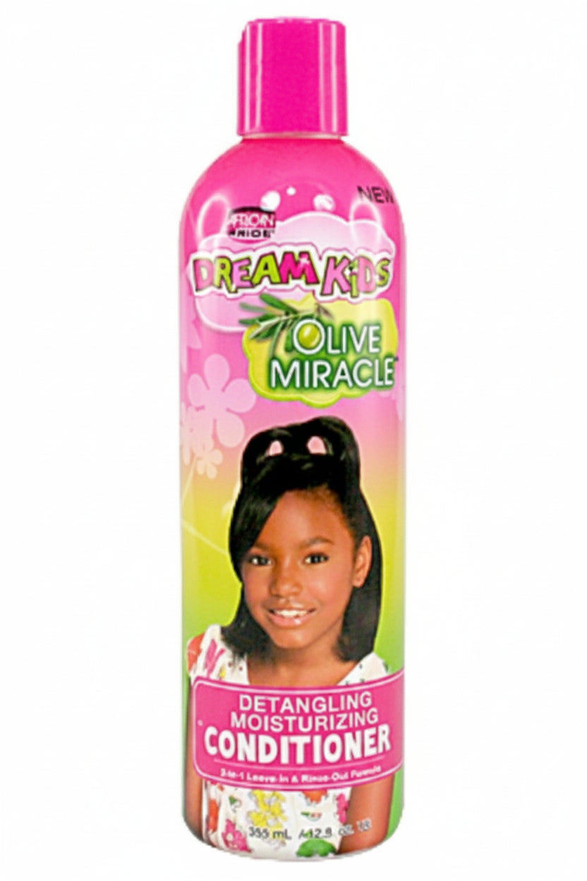 Dream Kids Olive Miracle detangling moisturizing conditioner bottle on a white background