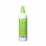 White spray bottle with green label on a white background