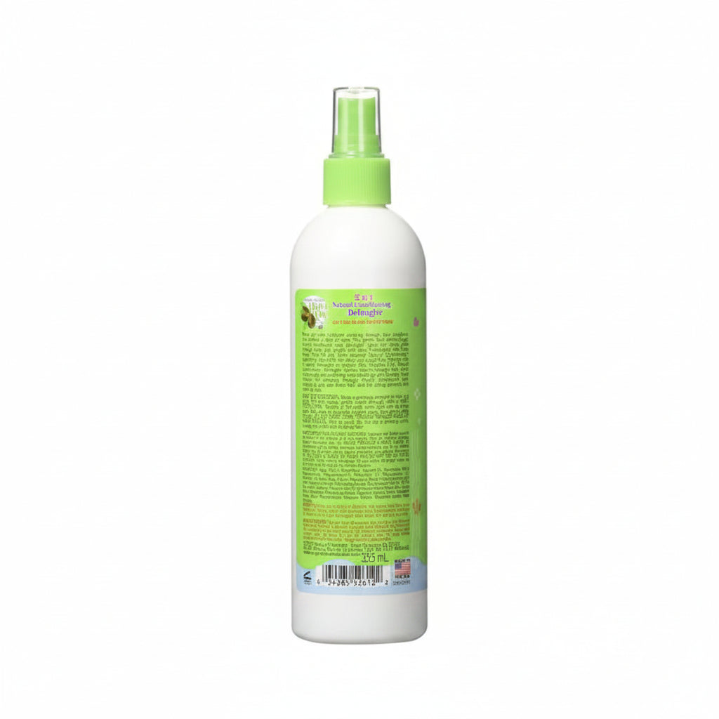 White spray bottle with green label on a white background