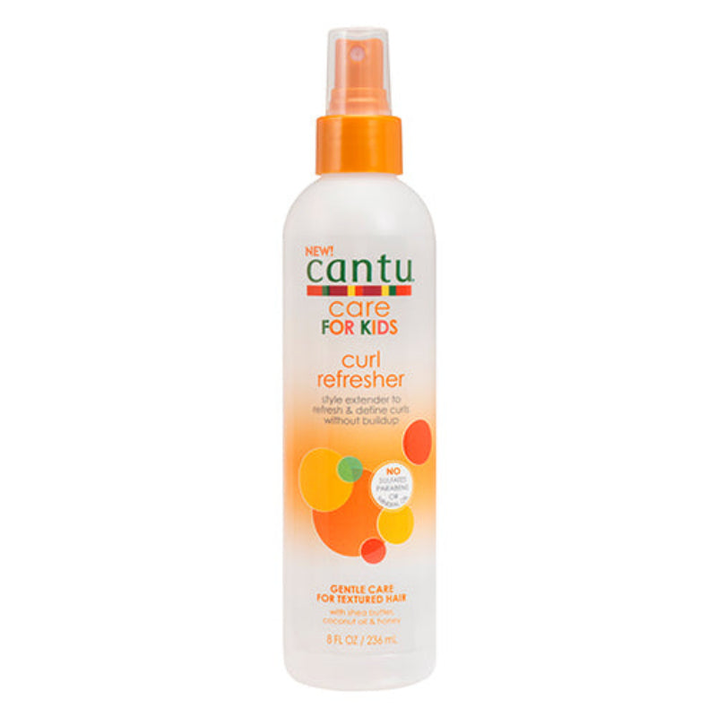 Cantu Curl Refresher spray bottle on a white background