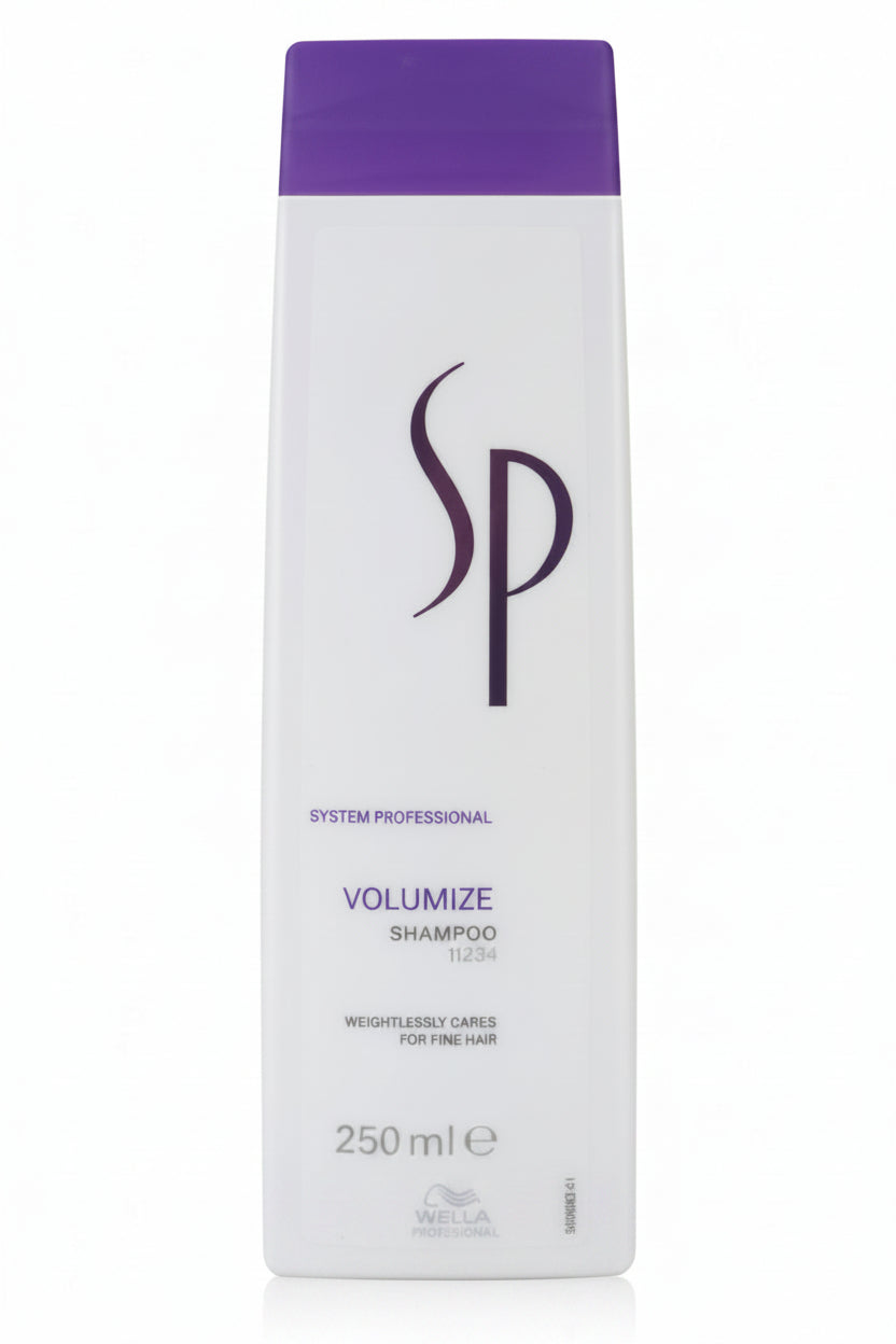 Shampoo bottle with purple cap and white label on a white background